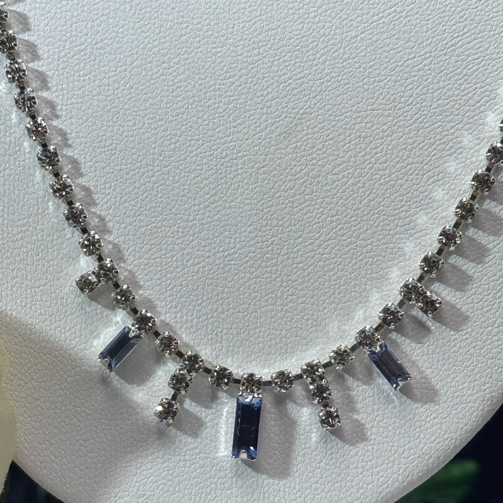 Sterling Silver Plated Crystal Tennis Necklace Made With Swarovski Crystal - Picture 5 of 7